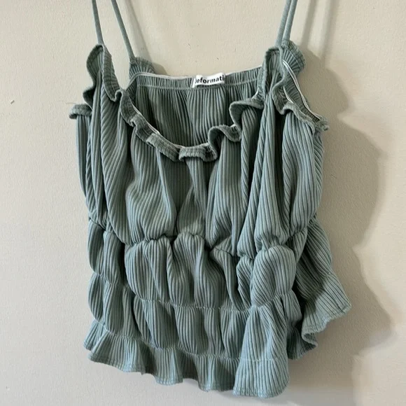 Reformation Irene Celadon Ruched Cropped Tank Top Size Medium - Picture 4 of 7